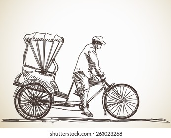 Sketch Of Cycle Rickshaw