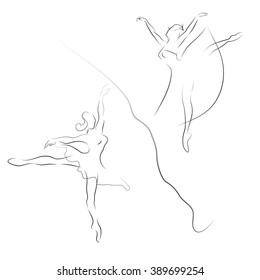 sketch dancers on a white background, vector illustration