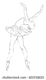 Sketch of dancing ballerina. Vector illustration
