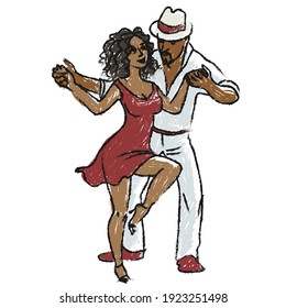 sketch dancing couple salsa NY