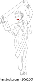 Sketch of dancing Lady, Vector illustration 