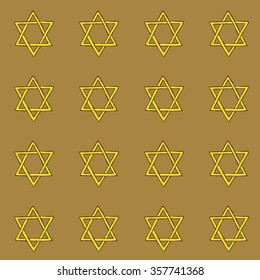 Sketch David star in vintage style, vector seamless pattern