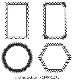 Sketch decorative brush frames. Line art. Edge frame. Vector illustration. stock image.