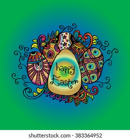 Sketch decorative eggs for Easter. Hand drawing illustration.