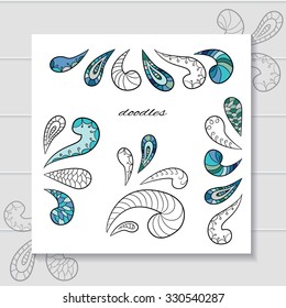 Sketch decorative elements. Ornamental doodles set.