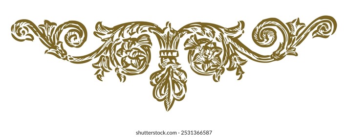 Sketch of decorative vintage vignette, greeting card decor, hand drawn vector illustration isolated on white