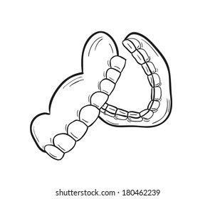 sketch of the denture on white background, isolated