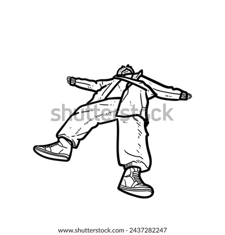 Sketch Depressed man guy boy laying and relax on the ground with jacket t shirt sneakers pants isolated on white background vector modern illustrations