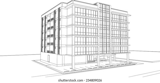 sketch design of buiding,vector 