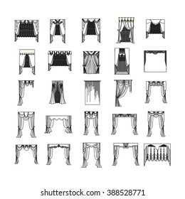 sketch design curtains windows.
