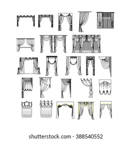 
sketch design curtains windows.