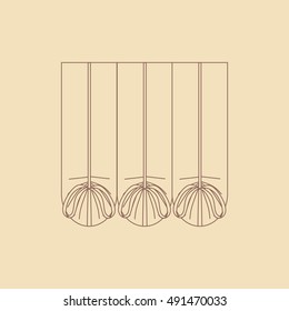  sketch design curtains windows. draw vector