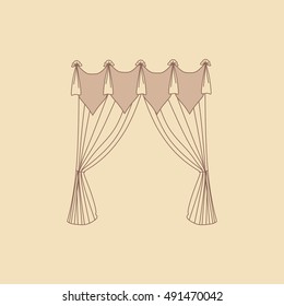 Sketch Design Curtains Windows Draw Vector Stock Vector (Royalty Free