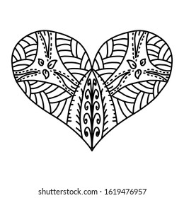 Sketch design of heart ornamental pattern on white background 