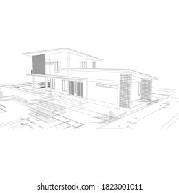 sketch design of house, vector