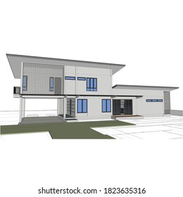 sketch design of house, vector