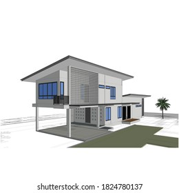 sketch design of house, vector