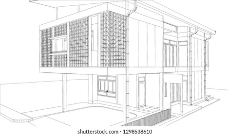 sketch design of house,vector