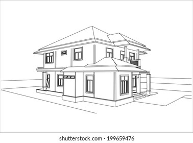 sketch design of house,vector 