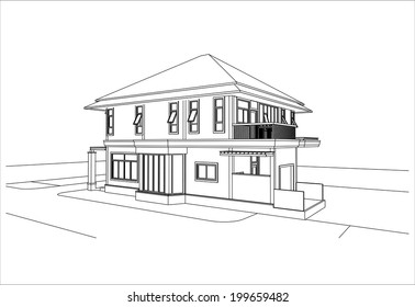 sketch design of house,vector 