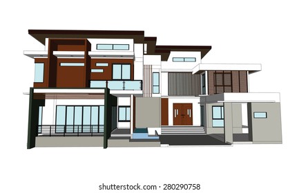sketch design of house,vector Illustration.