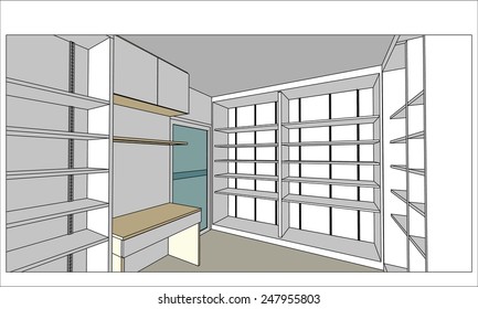 sketch design of  interior ,vector 