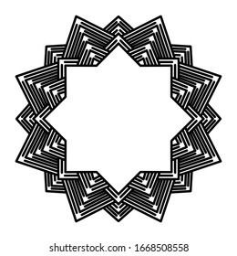 Sketch design of mandala eight point star on White background 