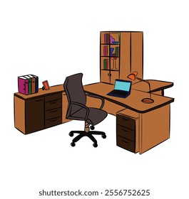 A sketch  design of office that design in illustrator by using brush tool in adobe illustrator.