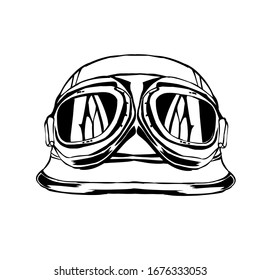 Sketch design of open face motorcycle helmet. 