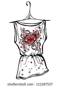 Sketch design t-shirts. Abstract drawing heart