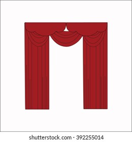 sketch design window curtains. interior decoration