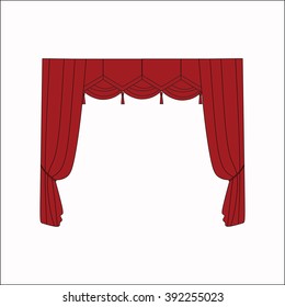 sketch design window curtains. interior decoration