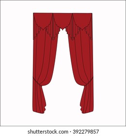 sketch design window curtains. interior decoration