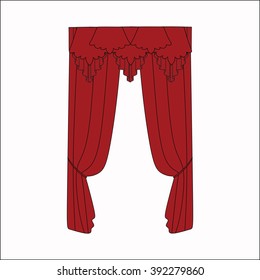 sketch design window curtains. interior decoration