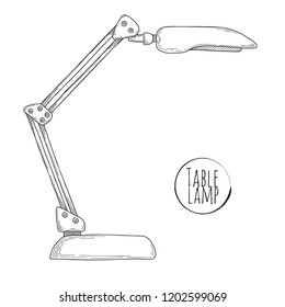Sketch desk lamp. Table lamp isolated on white background. Vector