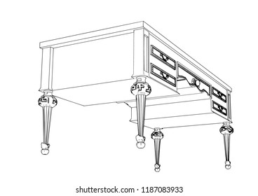sketch of a desk vector