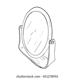 Sketch of desktop round mirror. Vector illustration