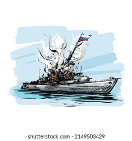 Esbozo del buque de guerra destruido