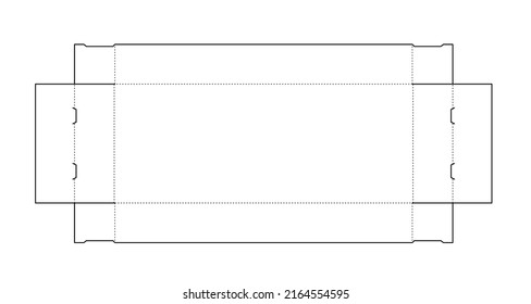 Sketch die cut of a box package template. Black line model to build a rectangle box. Packaging vector illustration.