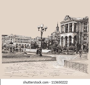 sketch digital drawing artistic picture of Kiev historical building