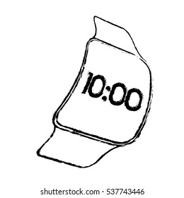sketch digital smart watch time screen vector illustration eps 10