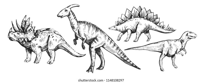 Sketch of dinosaur. Hand drawn illustration converted to vector