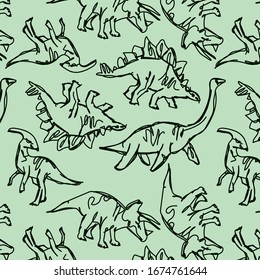 Sketch dinosaur pattern exploring the world