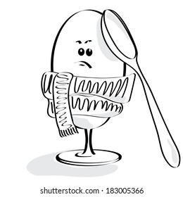 sketch dissatisfied egg for breakfast in a scarf