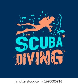 
sketch of diver print on t-shirt vector illustration