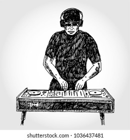 Esbozo de la ilustración del vector DJ