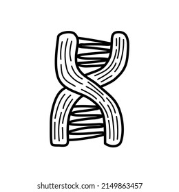Sketch of DNA symbol. Hand drawn doodle icon. Sign symbol. Vector.