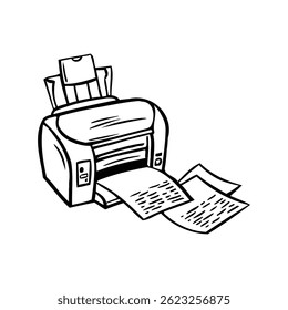 Esboço de um scanner de documentos com papel sendo processado pela máquina
