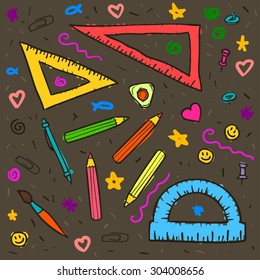 sketch doddle elements on notebook. Back to school