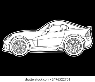 sketch dodge pit viper mini car side view for coloring book and sticker